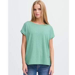 ICHI IHRebel Relaxed Fit T-Shirt Green Metallic Size M